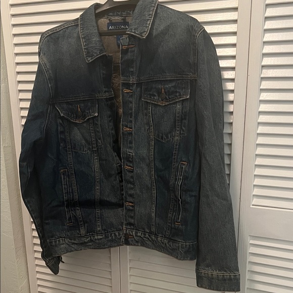 # 0492- Men Arizona Blue Jean Company Jacket. Julie Lee handcrafted Art . WHT - Picture 3 of 11